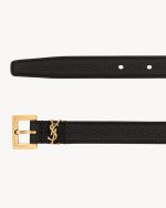 cassandre thin belt with square buckle in grained leather - Image 2